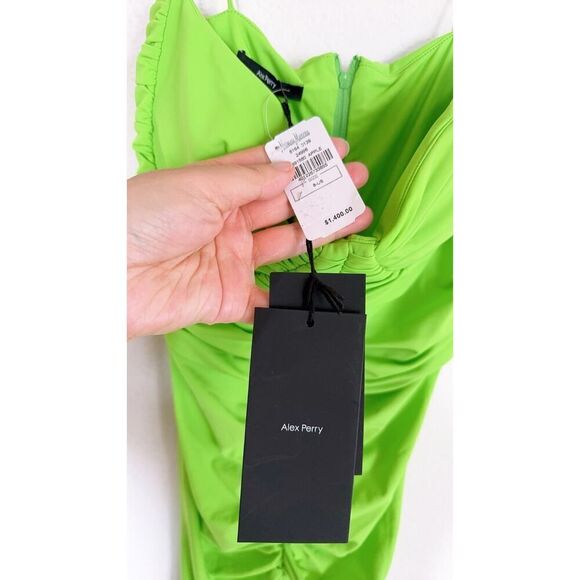 ALEX PERRY Everett Ruched Cup Dress Apple UK12/US8 - Picture 9 of 11